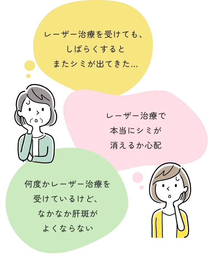 レーザー治療を受けても、しばらくするとまたシミが出てきた